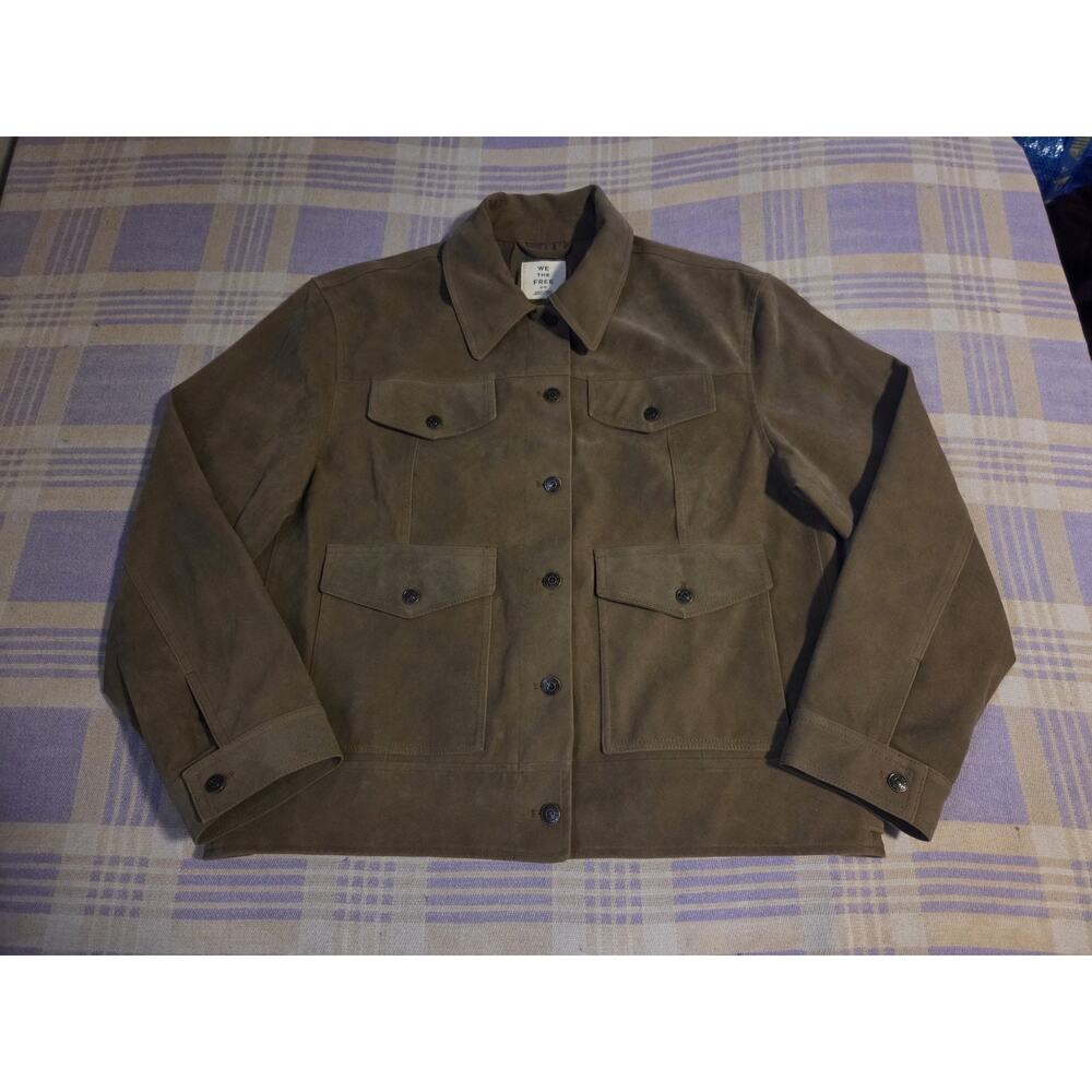 WE THE FREE By Free People Night Ranch Faux Suede Trucker Jacket Womens Small